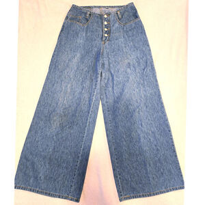 Sz 12 VINTAGE BAXIS Button Fly Wide-Leg Medium Wash Lightweight Jeans